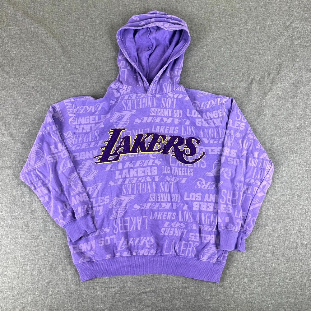 Vintage NBA Hoodie Women's M Purple Graphic Fleece Los Angeles Lakers Basketball